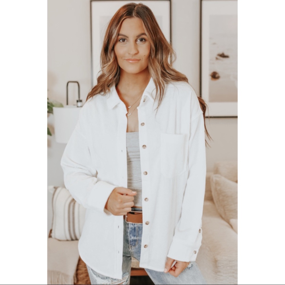 Button Down Ivory Corduroy Shirt